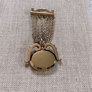 VTG MONET Locket Pin Brooch Signed Gold tone